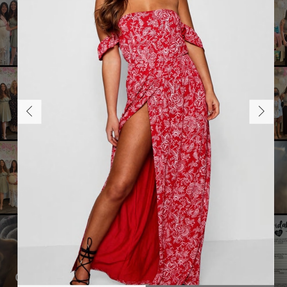 NWT PETITE PAISLEY PRINT OFF THE SHOULDER WRAP MAXI DRESS